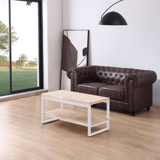 Mesa de centro extensível Rens Branco - Carvalho 100 x 62 x 90 cm