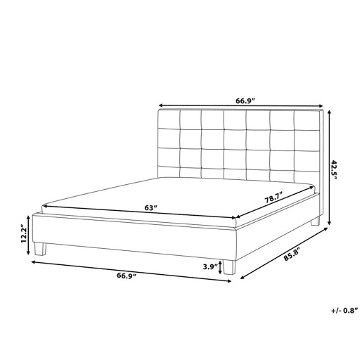 Cama de água Tecido LA ROCHELLE 160 x 200 cm Cinzento claro