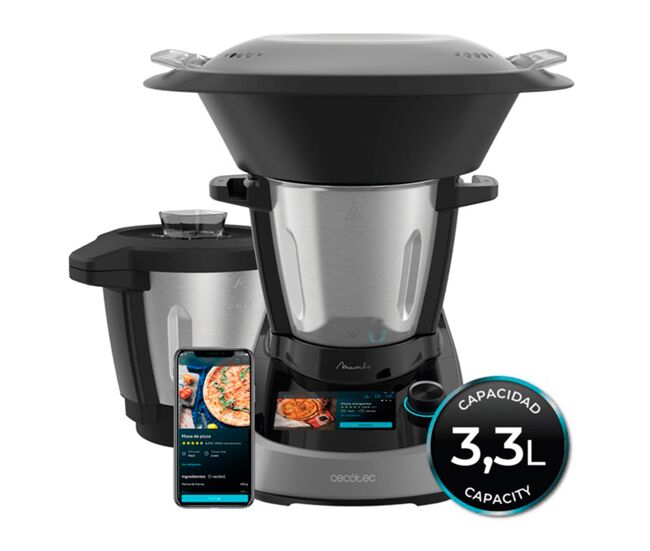Robot de cocina - Cecotec Mambo Touch con Jarra Habana, 1600W, 3.3 l, 37 Funciones, Wi-Fi, TFT 5”, Negro