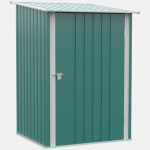 Outsunny Abrigo de Jardim 0,92 m² 100x103x160cm Abrigo Exterior de Aço Galvanizado com Porta Fechadura e Teto Inclinado para Armazenamento de Ferramentas Verde