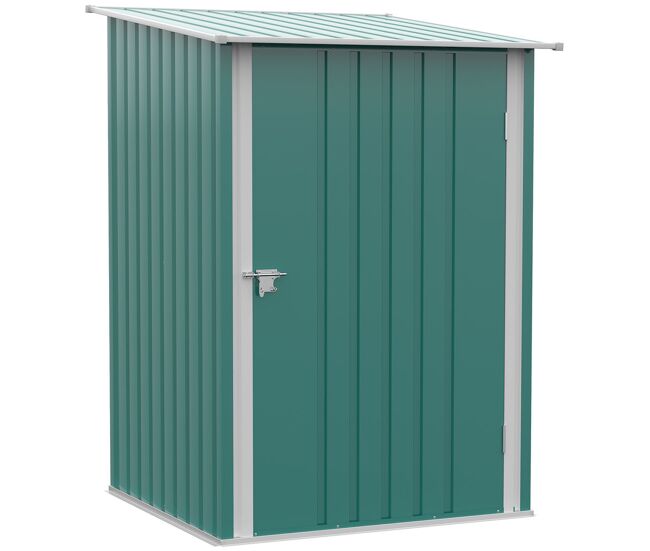 Outsunny cobertizo de jardín exterior, 0,92 m², 100x103x160 cm, caseta de jardín exterior metálica con 1 puerta y cerradura, para almacenamiento de herramientas, para patio, terraza, verde