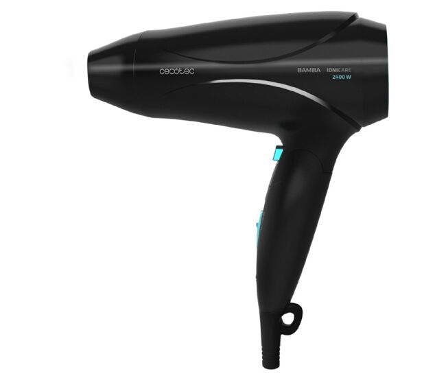 Secador - Cecotec Bamba Ionicare 5450 Power&Go Pro Fire, 2400 W, 2 Niveles temperatura, velocidades, Difusor incluido, Negro