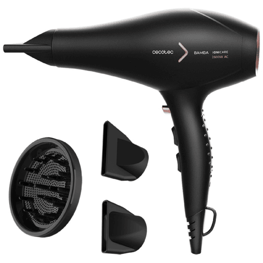 Cecotec Secador de cabelo AC de 2600 W de potência, com função ionizadora e grande caudal. Cecotec Secador de cabelo AC de 2600 W de potência, com função ionizadora e grande caudal.