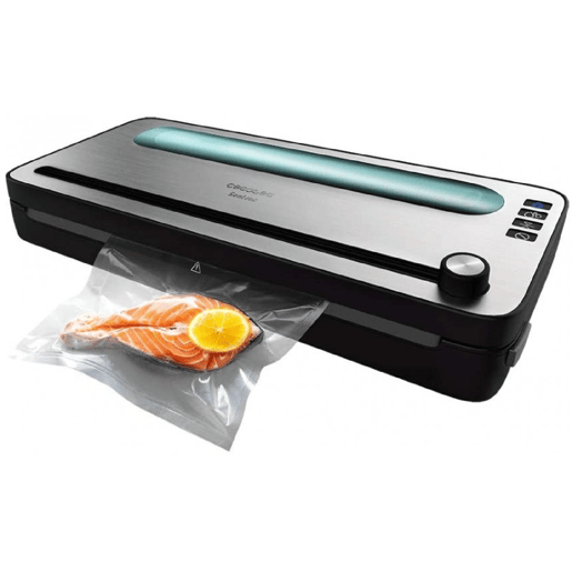 Cecotec Embaladora a vácuo de 140 W com pressão de vácuo de 0,75 bar para manter os alimentos frescos durante mais tempo, de uma maneira muito fácil. Inclui cortador e sacos de rolo integrados. Cecotec Embaladora a vácuo de 140 W com pressão de vácuo de 0,75 bar para manter os alimentos frescos durante mais tempo, de uma maneira muito fácil. Inclui cortador e sacos de rolo integrados.