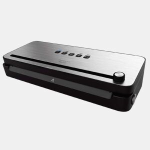 Cecotec Embaladora a vácuo de 120 W com pressão de vácuo de 0,75 bar para manter os alimentos frescos durante mais tempo, de uma maneira muito fácil. Inclui cortador e sacos de rolo integrados.