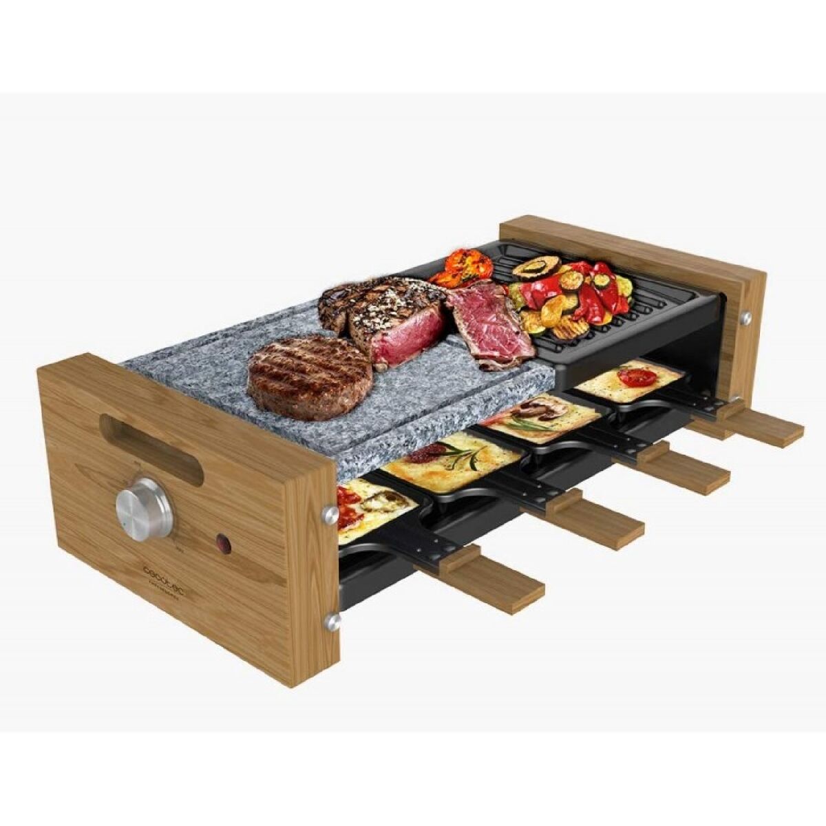Raclette con parrilla Cecotec Cheese&Grill  Wood MiGrill W  pers