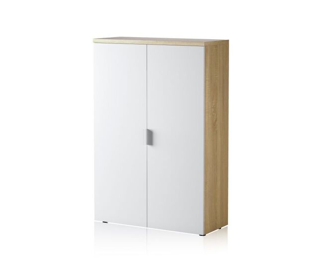 Armario zapatero auxiliar de 2 puertas en blanco artik y roble canadian 80x119 cm office blanco artik (blanco mate) - roble canadian 80 x 119 x 32,5