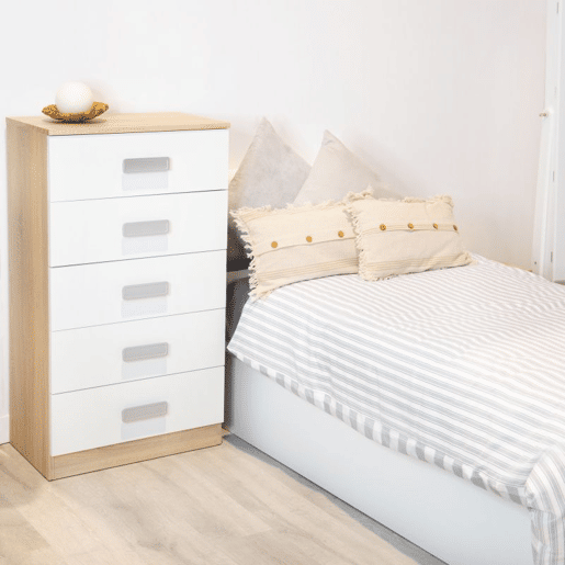 Cómoda Kamik Carvalho nórdico - Branco 60 x 108,5 x 38 cm