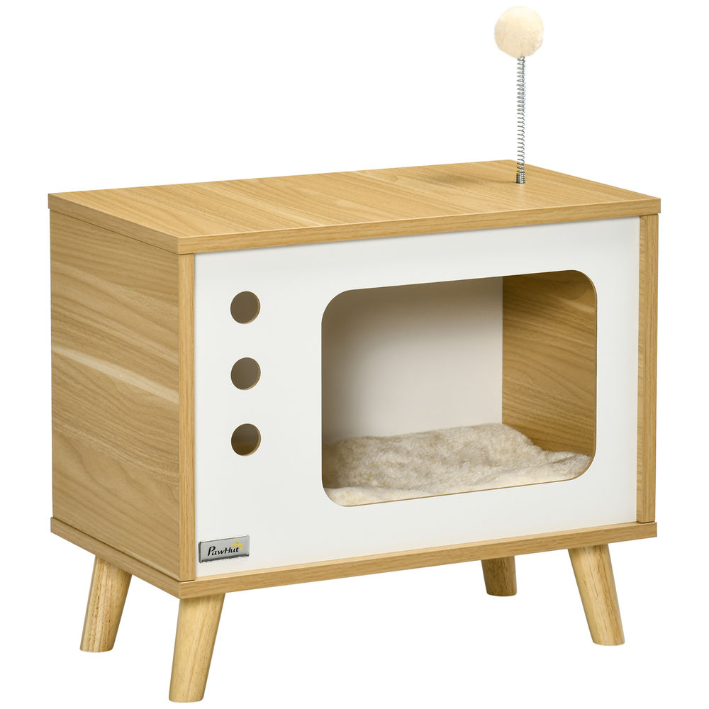 Caseta para Gato Aglomerado de Madera, Felpa, Algodón PP PawHut