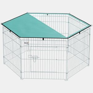 PawHut Parque para Animais de Estimação com 6 Painéis 59x60cm Dobrável Cerca para Animais de Estimação com Porta com Trava e Toldo Superior para Jardim Pátio Exterior Prata
