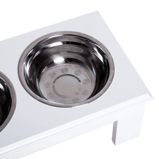 PawHut Comedouro Elevado para Cães com Suporte e 2 Tigelas Amovíveis de Aço Inoxidável Alimentador para Animais de Estimação 44x24x15 cm Branco