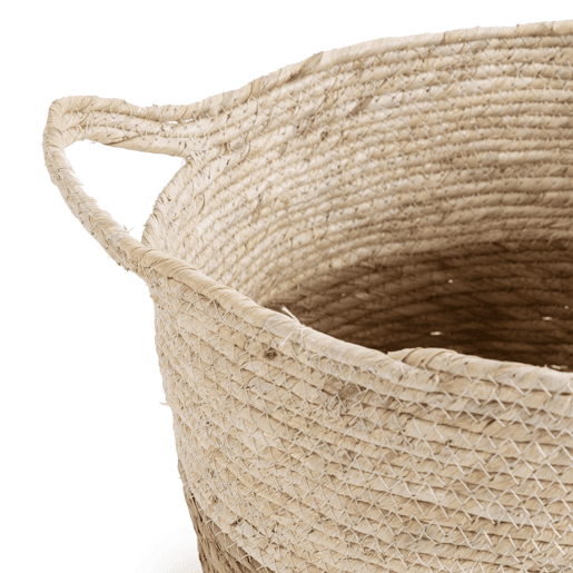 Conjunto de 3 cestos Brais em fibra natural com pegas, branconatural
