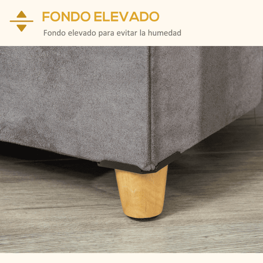 PawHut Caverna para Gatos 2 em 1 Banco para Apoio dos Pés com Tampa Removível Orifício de Entrada Almofada Lavável e Pés Elevados de Madeira para Interior 60x45x44,5cm Cinza