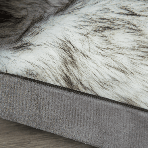 PawHut Caverna para Gatos 2 em 1 Banco para Apoio dos Pés com Tampa Removível Orifício de Entrada Almofada Lavável e Pés Elevados de Madeira para Interior 60x45x44,5cm Cinza