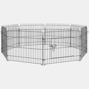 PawHut Parque para Animais de Estimação com 8 Paineis 71x61cm Dobrável Cerca para Animais de Estimação com Porta com Trava para Jardim Pátio Exterior Preto