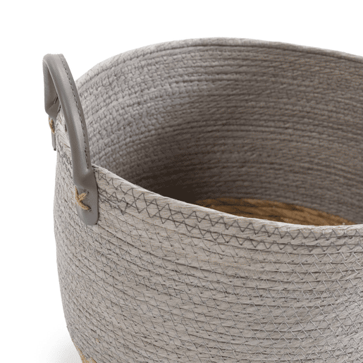 Conjunto de 3 cestos Neves em fibra natural e papel, cinzentonatural