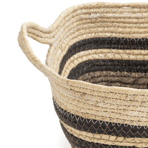 Conjunto de 3 cestos Luar em fibra natural e papel, castanhobege com pegas