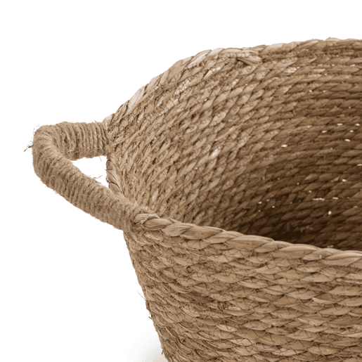 Conjunto de 3 cestos de fibra natural Icia com pegas