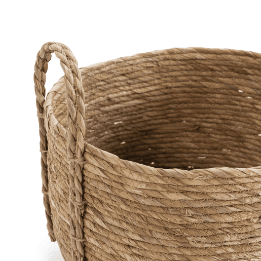 Conjunto de 3 cestos Iria em fibra natural com pegas, azulnatural