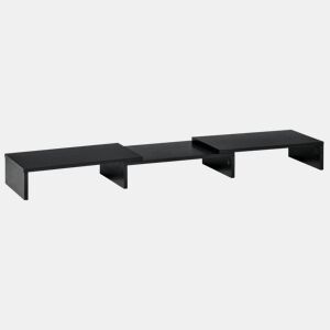Vinsetto Suporte Elevado para Monitores de Madeira Ajustável em Comprimento e Ângulo para 2 Monitores Notebook 80-117x23,5x10cm Preto