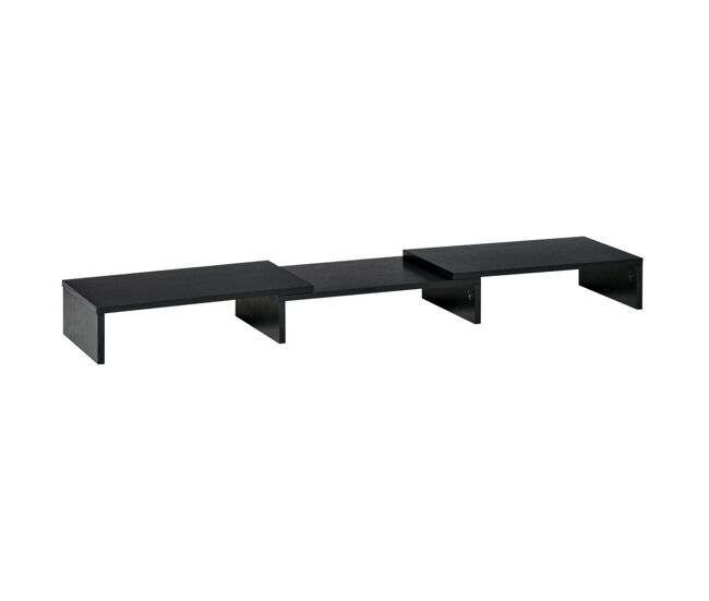 Vinsetto soporte elevador para monitores de madera ajustable en longitud y ángulo para 2 pantallas de ordenador portátil 80-117x23,5x10 cm negro