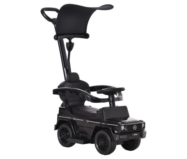 Homcom correpasillos para niños con licencia mercedes g350 coche correpasillos para bebés de 1-3 años con bocina capota extraíble y barandilla carga 25 kg 85,5x40,5x95 cm negro