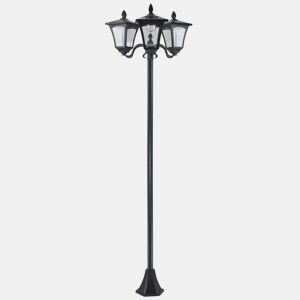 Outsunny Candeeiro Solar de Jardim com 3 Luzes LED Impermeável IP44 Sensor de Noite Candeeiro de Exterior para Terraço Pátio 51,5x47x182,5cm Preto