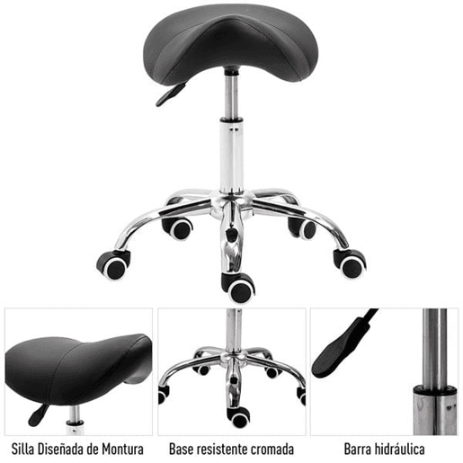 Homcom Cadeira De Trabalho com Rodinhas Banquinho Giratório Banquinho Cosmético preto