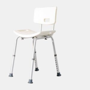 HOMCOM Cadeira para Duche Antiderrapante com Altura Ajustável em 8 Níveis Cadeira de Banho 50,6x43x71-88 cm Branco