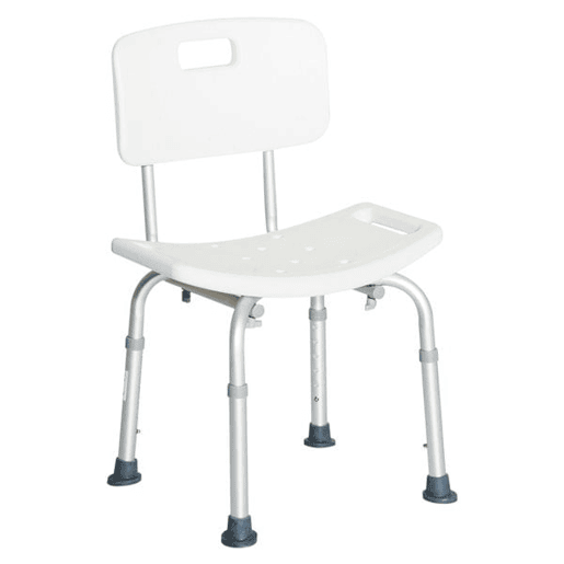 HOMCOM Cadeira para Duche Antiderrapante com Altura Ajustável em 8 Níveis Cadeira de Banho 50,6x43x71-88 cm Branco