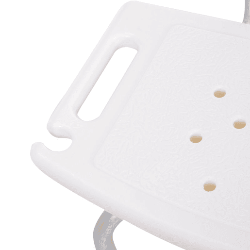HOMCOM Cadeira para Duche Antiderrapante com Altura Ajustável em 8 Níveis Cadeira de Banho 50,6x43x71-88 cm Branco