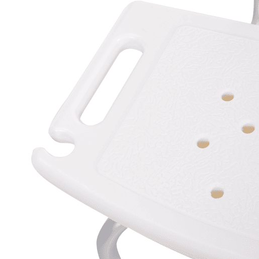 HOMCOM Cadeira para Duche Antiderrapante com Altura Ajustável em 8 Níveis Cadeira de Banho 50,6x43x71-88 cm Branco