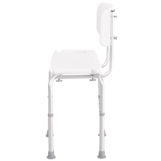 HOMCOM Cadeira para Duche Antiderrapante com Altura Ajustável em 8 Níveis Cadeira de Banho 50,6x43x71-88 cm Branco