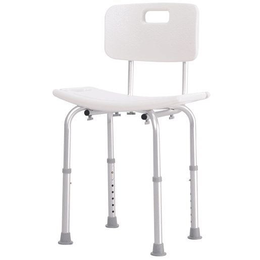 HOMCOM Cadeira para Duche Antiderrapante com Altura Ajustável em 8 Níveis Cadeira de Banho 50,6x43x71-88 cm Branco