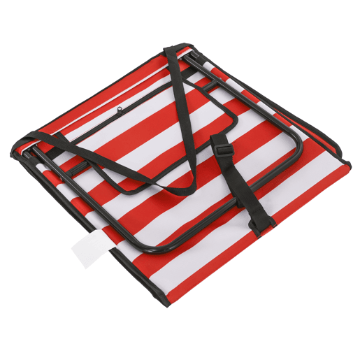 Outsunny Conjunto de 2 Esteiras de Praia Dobráveis Acolchoadas em Tecido Oxford PVC 600D com Encosto Reclinável e Alça de Transporte para Jardim 142x51x40 cm Vermelho e Branco