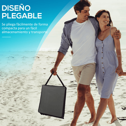 Outsunny Conjunto de 2 Esteiras de Praia Dobráveis em Tecido Oxford 600D com Encosto Reclinável e Alça de Transporte para Jardim 142x51x40 cm Cinzento