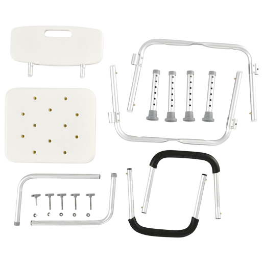 HOMCOM Cadeira para Duche Antiderrapante com Altura Ajustável em 6 Níveis Cadeira de Banho com Apoio para os Braços Amovíveis 47x50x74-87 cm Branco