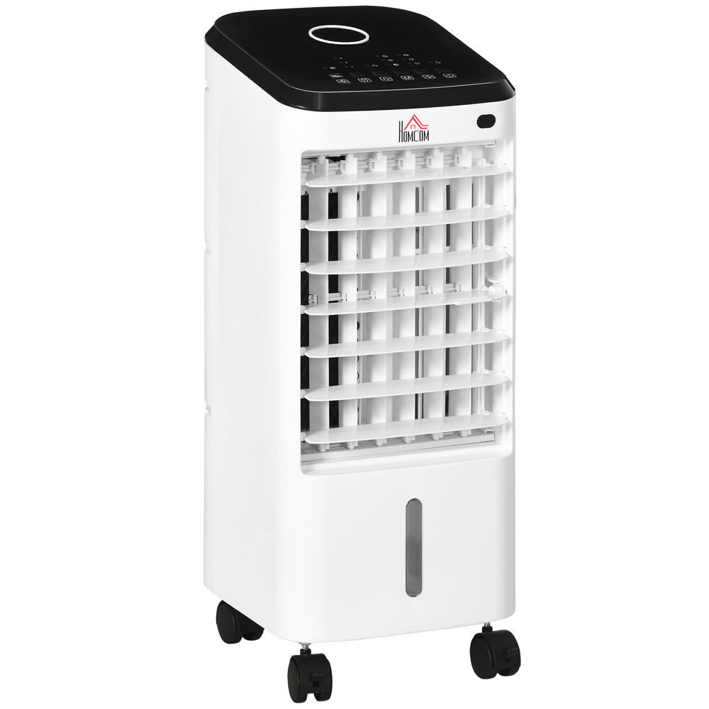 Climatizador de aire portátil Homcom 3,5L 65W pantalla LED control remoto blanco 60x24,5x27 cm