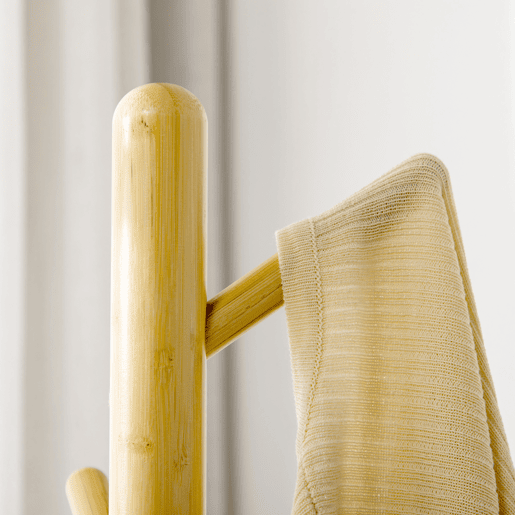 HOMCOM Cabide de Pé de Bambu Cabide de Pé Moderno com 8 Ganchos para Roupas Bolsas Cabide em Forma de Árvore para Entrada Dormitório Ø37,8x175,6 cm Madeira e Branco