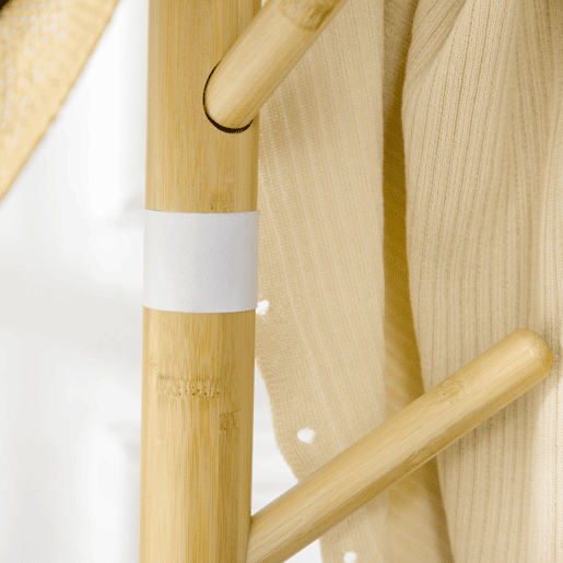 HOMCOM Cabide de Pé de Bambu Cabide de Pé Moderno com 8 Ganchos para Roupas Bolsas Cabide em Forma de Árvore para Entrada Dormitório Ø37,8x175,6 cm Madeira e Branco