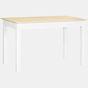 HOMCOM Mesa de jantar em madeira Mesa de cozinha rectangular para 4-6 pessoas Estilo moderno para sala de estar Carga 50 kg 119x70x75 cm Carvalho e branco