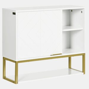 kleankin Armário de Parede Casa de Banho Armário Casa de Banho com Porta Prateleira Ajustável e Armazenamento Inferior para Corredor Cozinha Sala de Estar 60x20x51 cm Branco