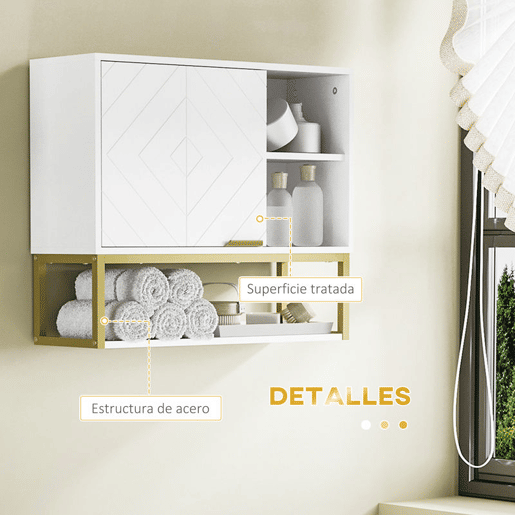 kleankin Armário de Parede Casa de Banho Armário Casa de Banho com Porta Prateleira Ajustável e Armazenamento Inferior para Corredor Cozinha Sala de Estar 60x20x51 cm Branco