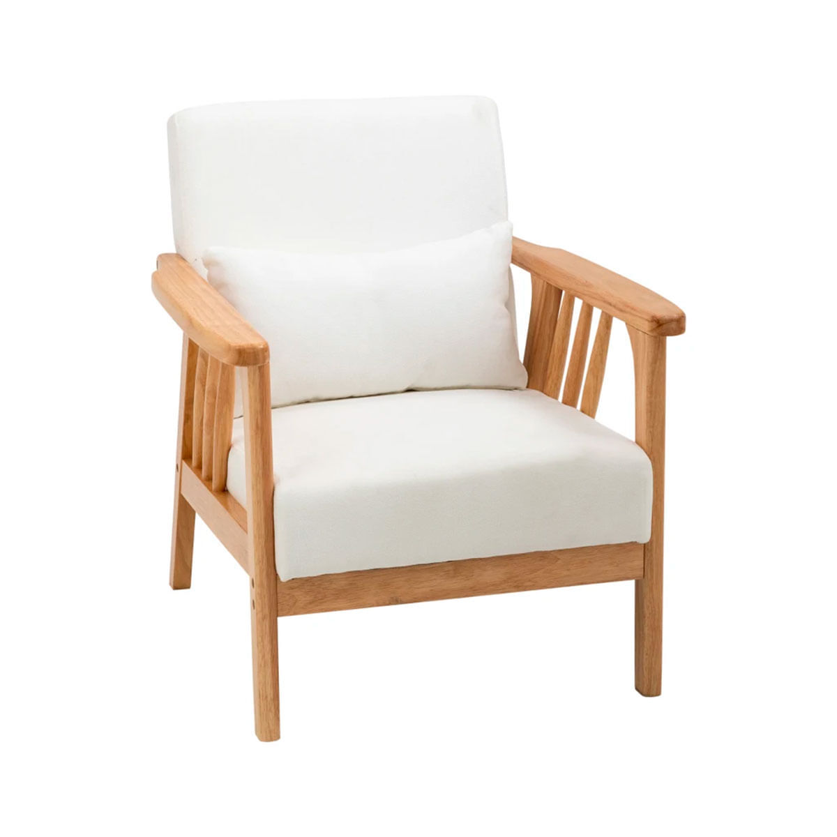 Homcom sillón de salón sillón nórdico tapizado en terciopelo butaca relax con cojín y patas de madera de caucho para oficina estudio dormitorio 68x75x78 cm crema