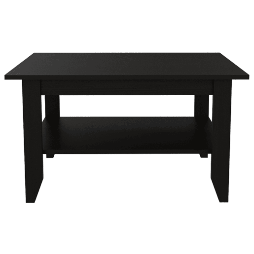 Tabela central essencial com prateleira, 80 cm a x 70 cm p x 45 cm An, Preto