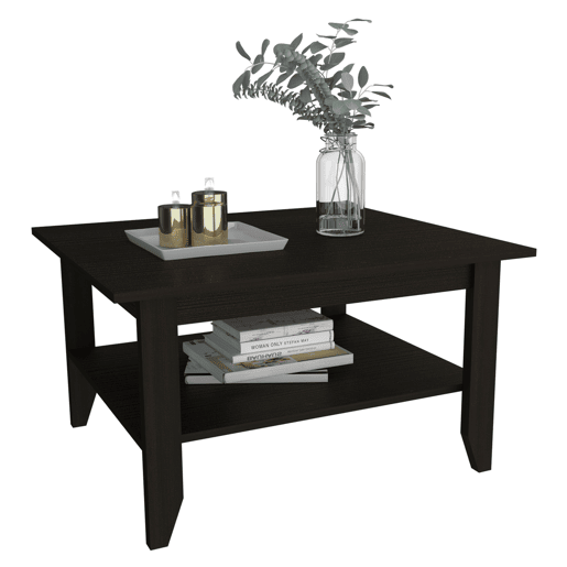 Tabela central essencial com prateleira, 80 cm a x 70 cm p x 45 cm An, Preto