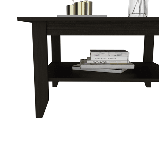 Tabela central essencial com prateleira, 80 cm a x 70 cm p x 45 cm An, Preto