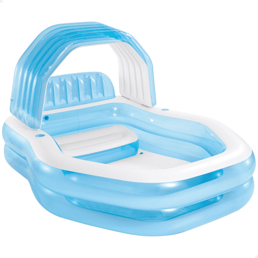 Piscina inflável para crianças azul cpoltrona e toldo 229x191x135 cm INTEX