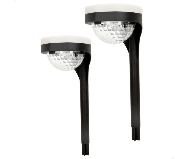 Pack 2 focos solares exterior luz led doble c/baliza para jardín aktive