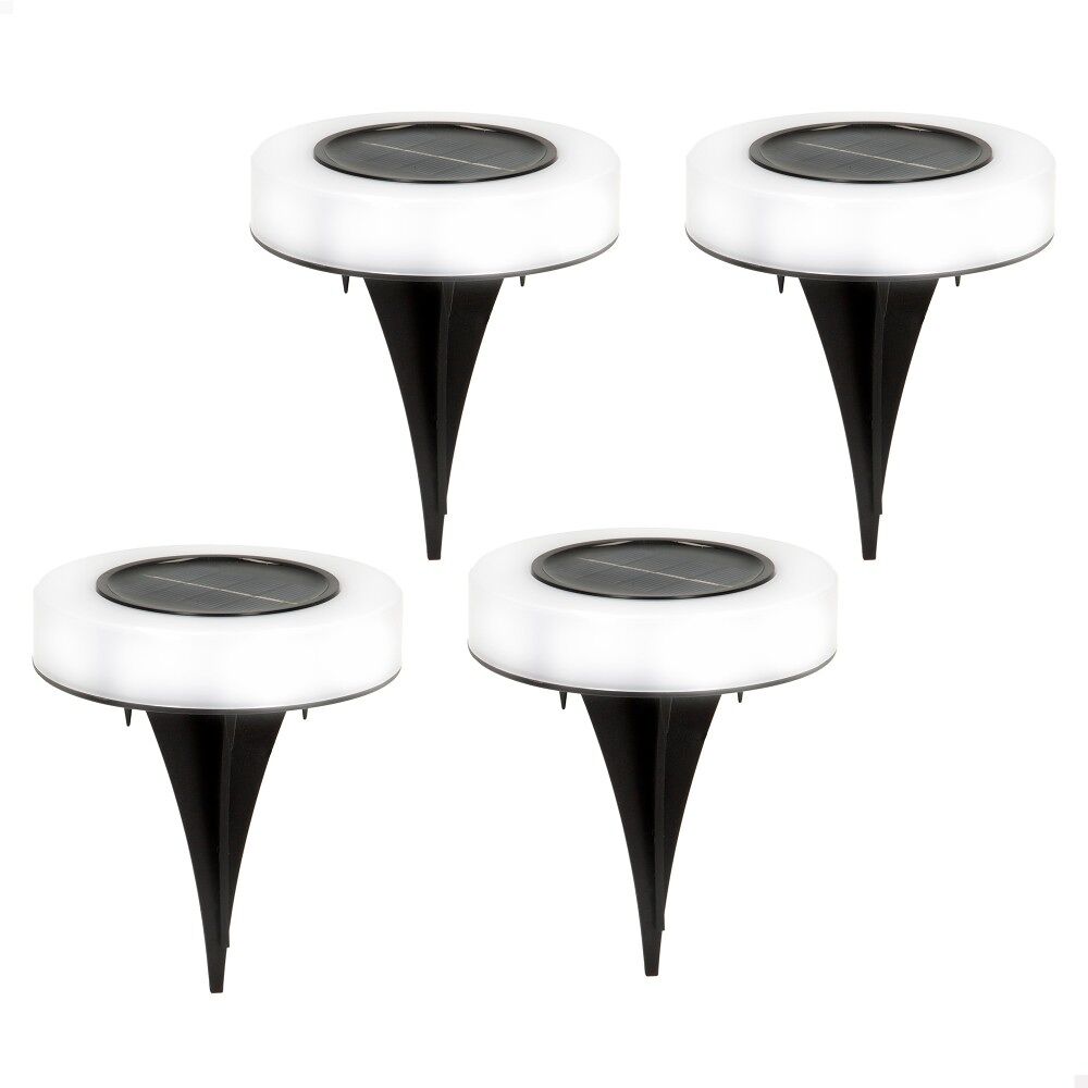 Pack 4 focos solares exterior luz LED cálida c/baliza para jardín Aktive